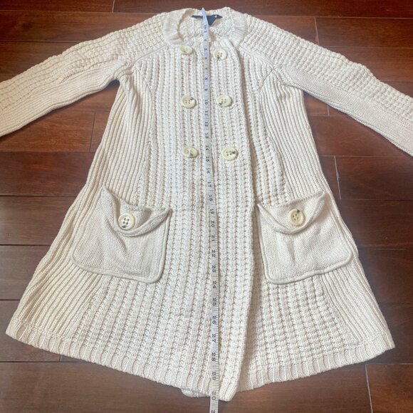 BCBGMaxAzria Merino Wool Double-Breasted Oatmeal Sweater Cardigan - Size XS - Picture 12 of 16